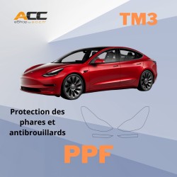 Film PPF pour la protection des phares et antibrouillards avant pour Tesla Model 3