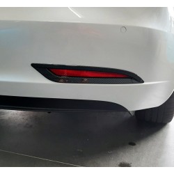 Insert décoratif antibrouillard arrière aspect carbone pour Tesla Model 3