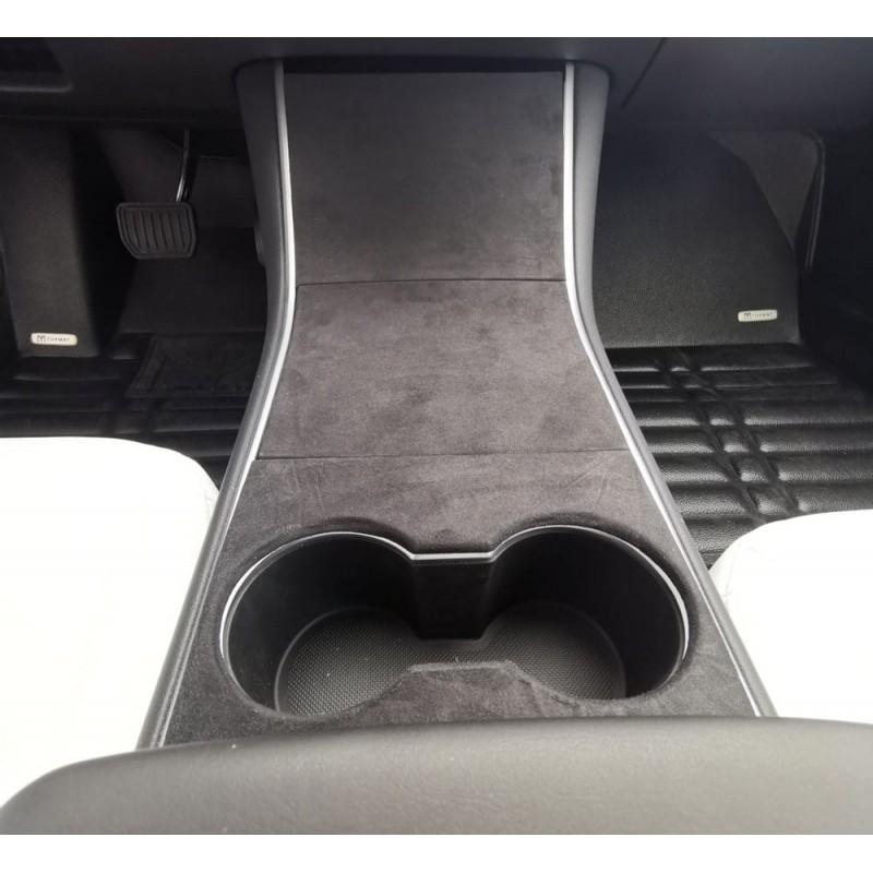 Couvre console centrale aspect alcantara pour model 3 &amp; Y